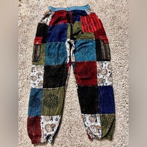 Rising International Cotton Multi Patch Mushroom Festival Hippie Yoga Pant M
